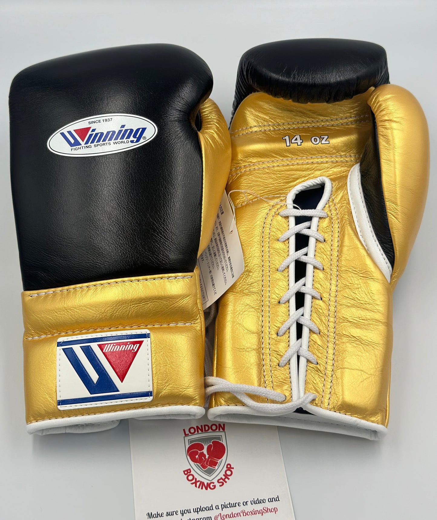 Custom Black/Gold 14oz Winnings Sparring Gloves