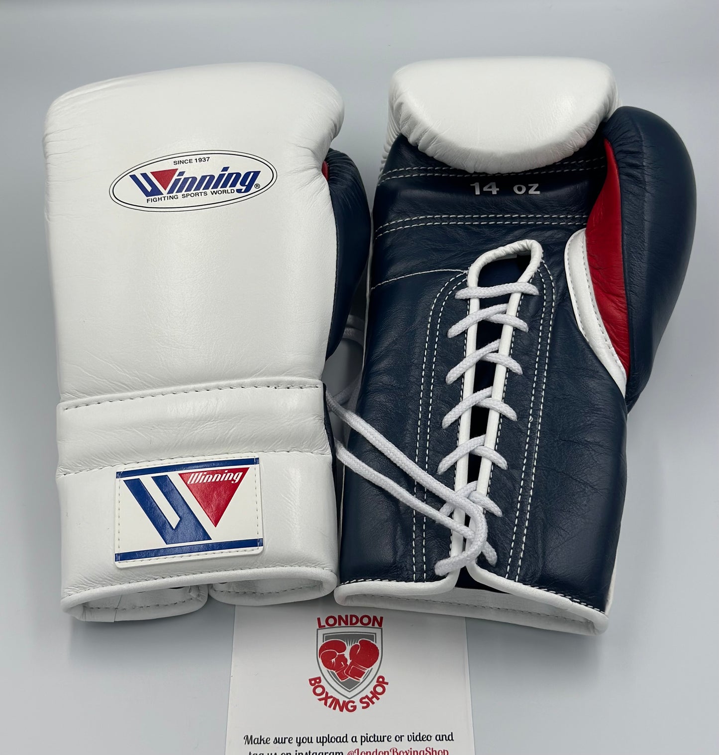 White/Navy/Red Custom Winning Sparring Gloves