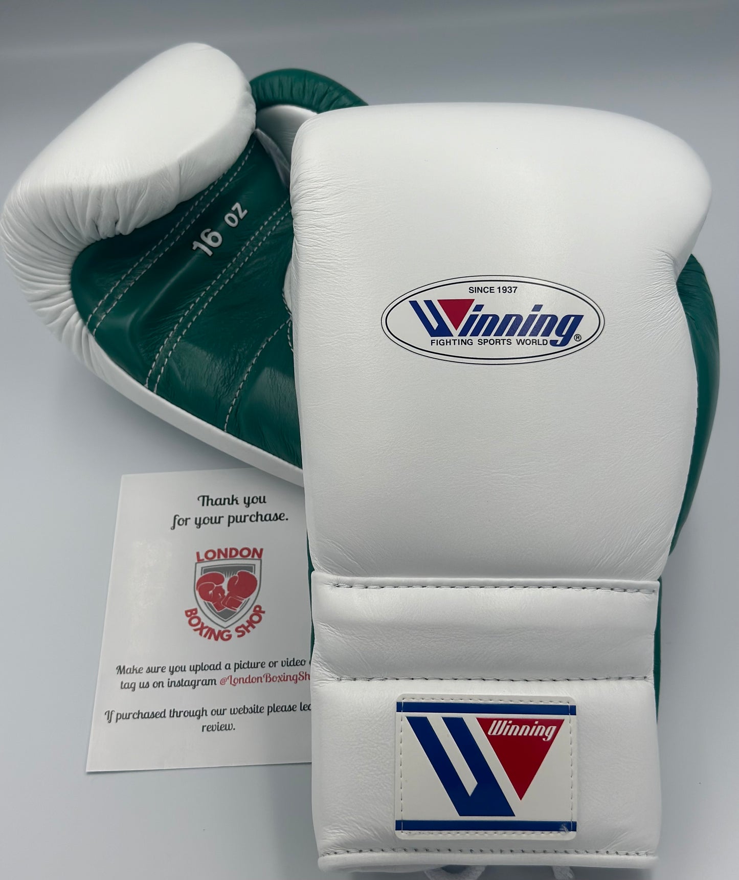 White/Green Custom Winning Sparring Gloves