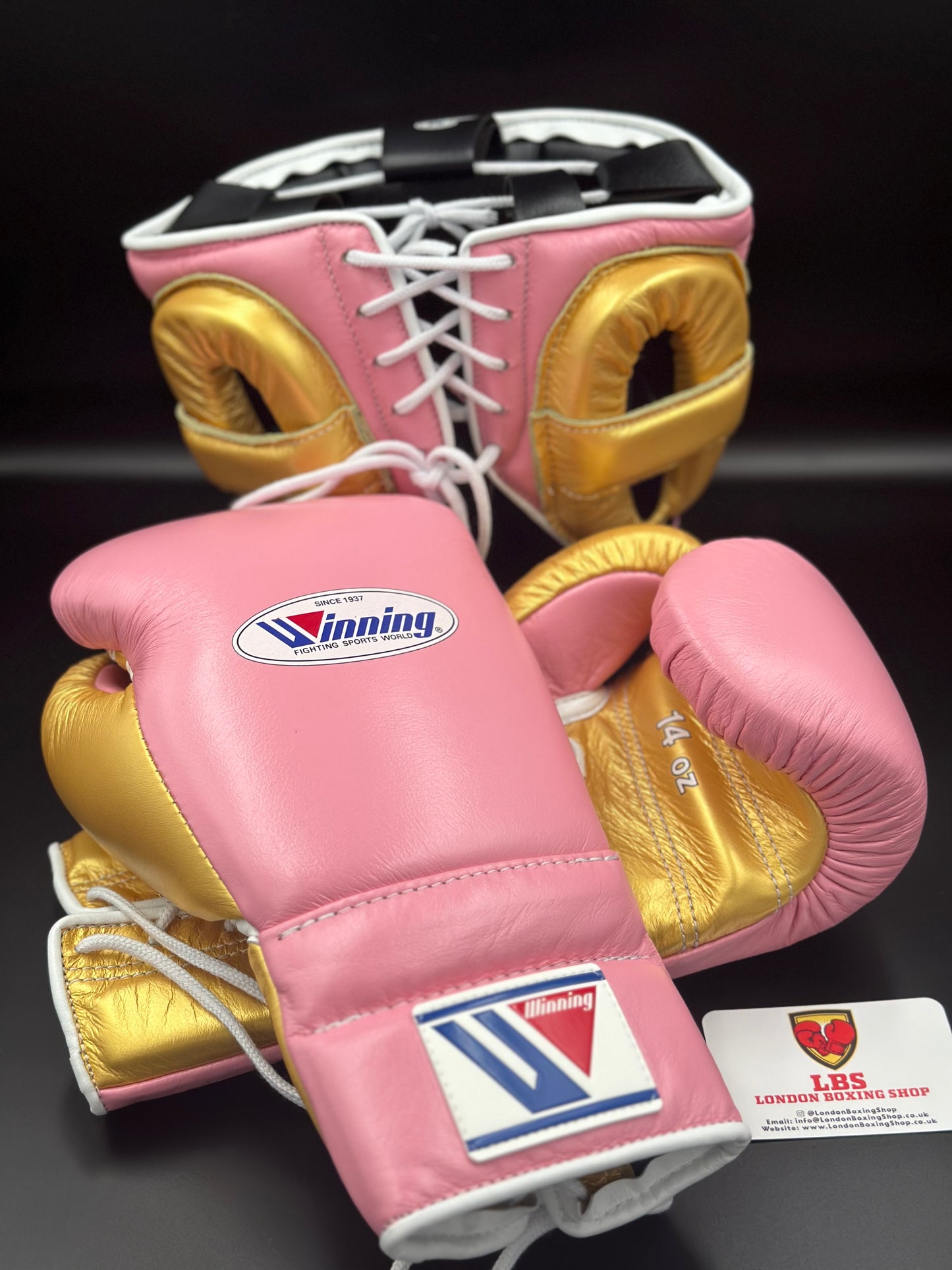 Pink/Gold Custom Winning Cheek Piece Head Guard