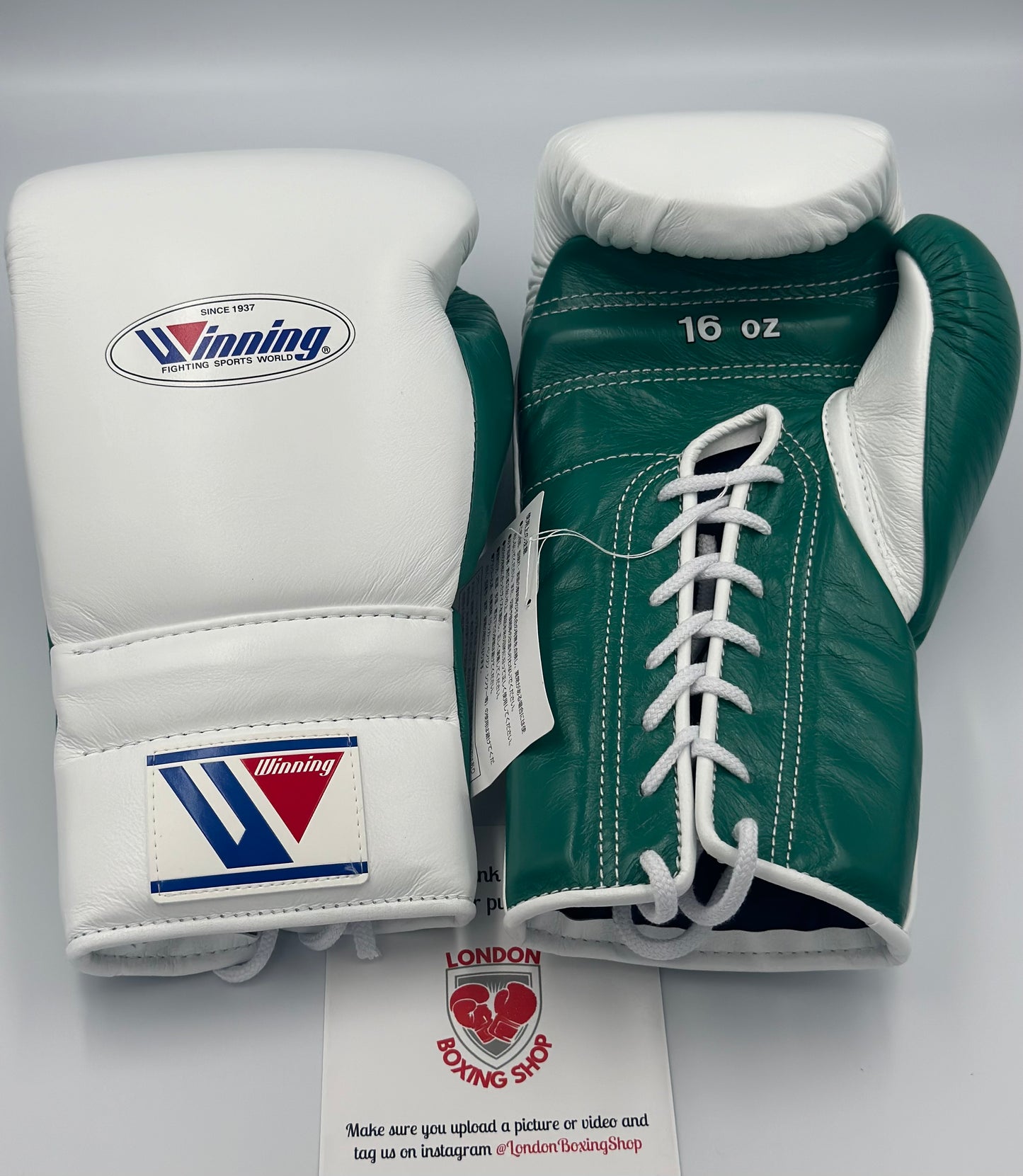 White/Green Custom Winning Sparring Gloves