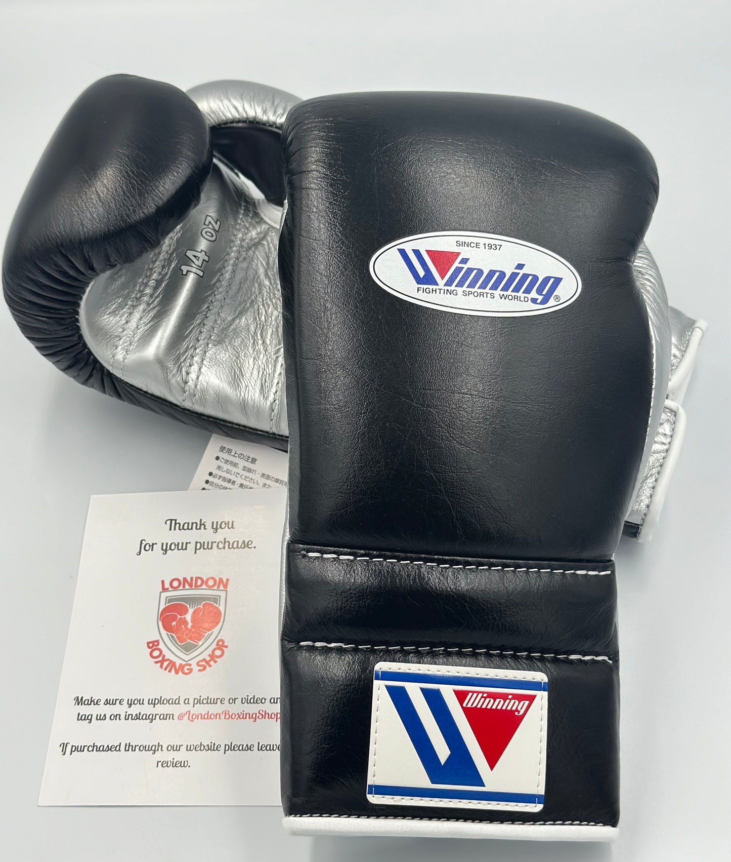 Black/Silver Custom Winning Sparring Gloves