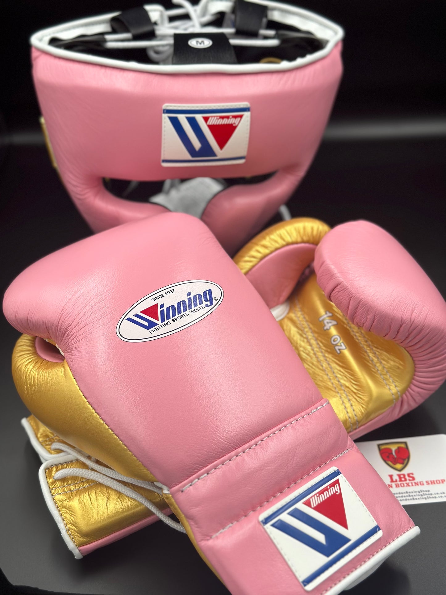 Pink/Gold Custom Winning Cheek Piece Head Guard