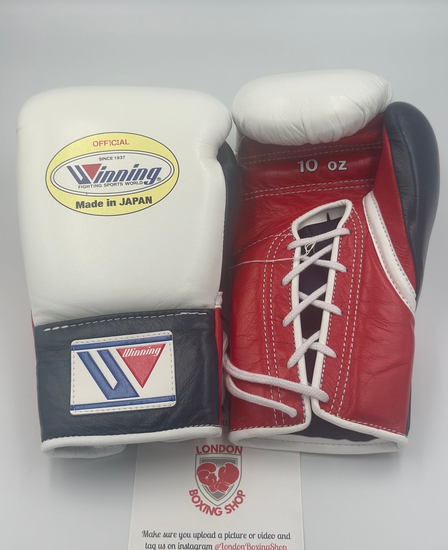 White/Red/Navy Custom Winning Pro Fight Gloves