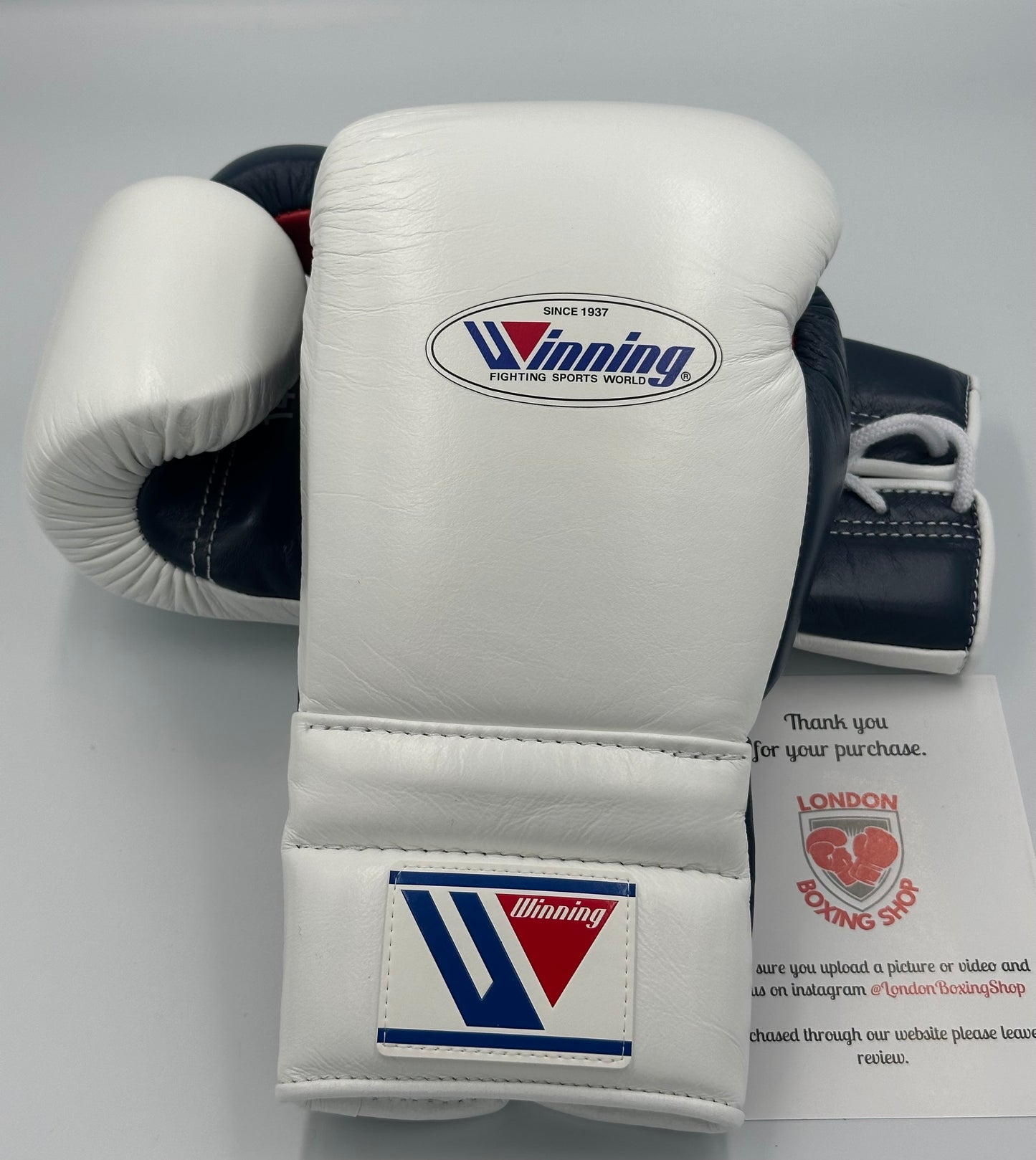 White/Navy/Red Custom Winning Sparring Gloves