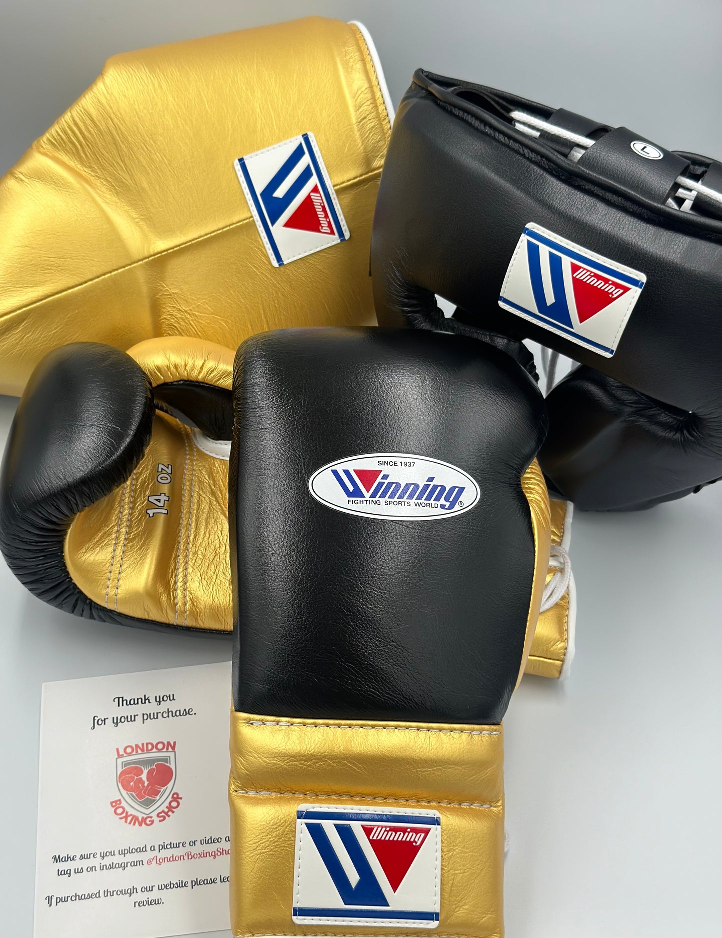 Custom Black/Gold 14oz Winnings Sparring Gloves