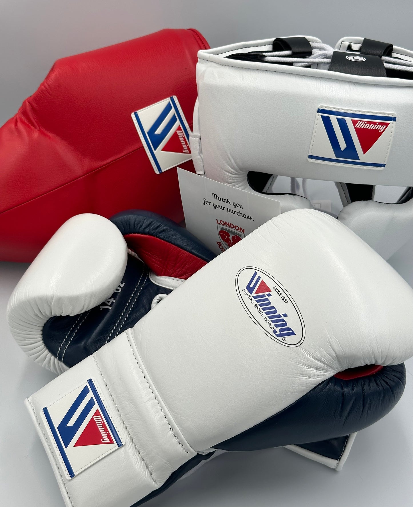 White/Navy/Red Custom Winning Sparring Gloves