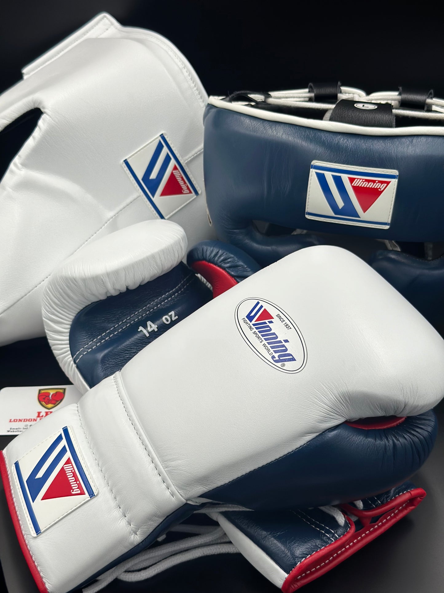 White/Navy/Red Custom Winning Sparring Gloves