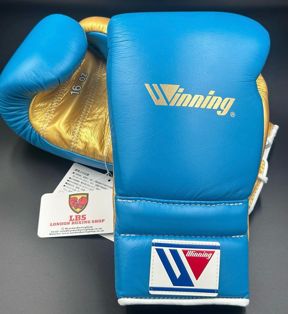 Sky Blue/Gold Discontinued Winning Sparring Gloves