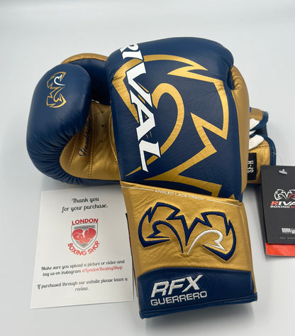 Navy/Gold 10oz Custom Rival RFX Guerrero Pro Fight Gloves