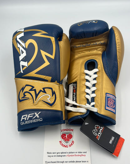 Navy/Gold 10oz Custom Rival RFX Guerrero Pro Fight Gloves