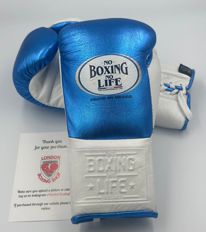 No Boxing No Life Fight Gloves Metallic Blue/White