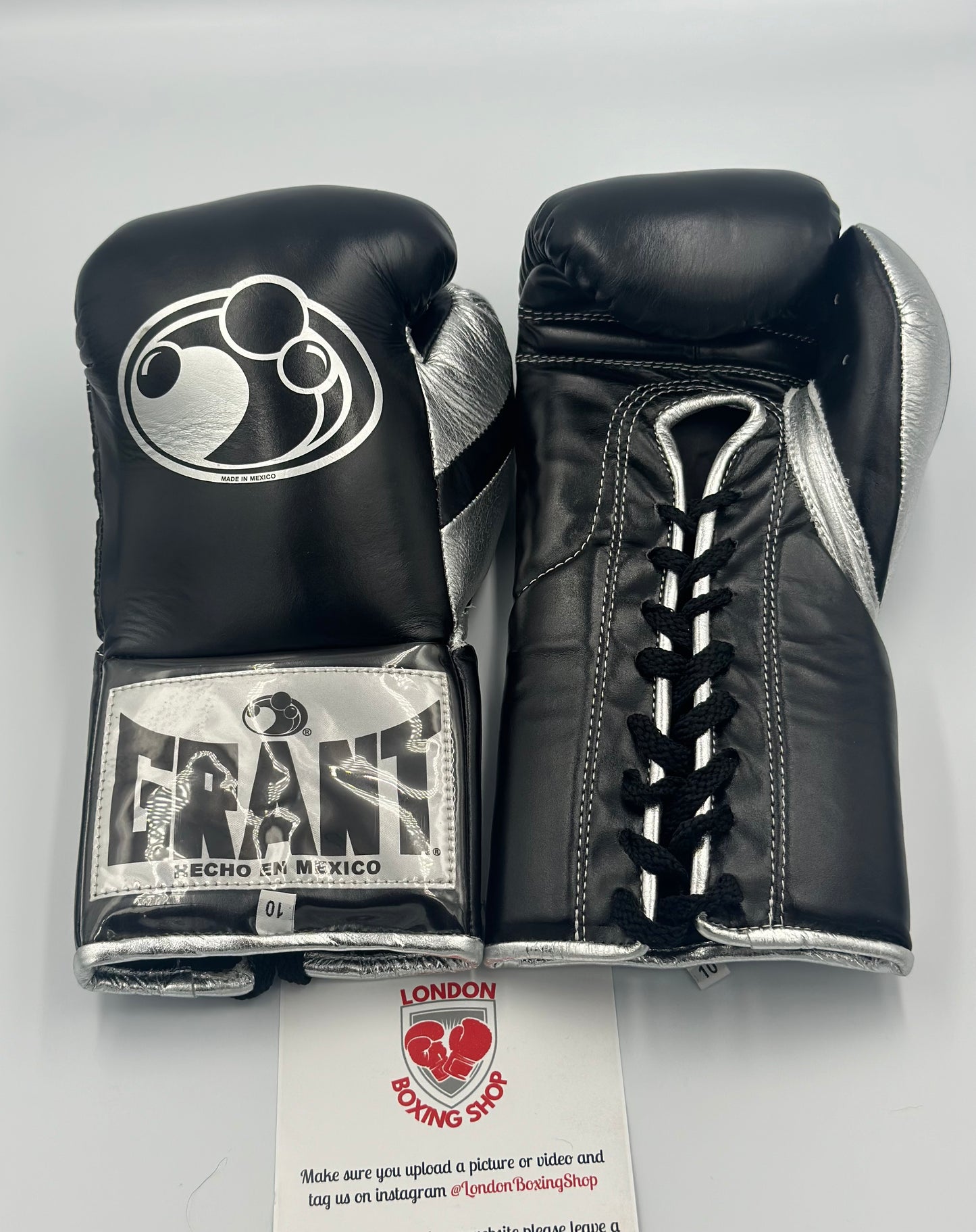 Grant Fight Gloves 10oz Custom Black/Metallic Silver