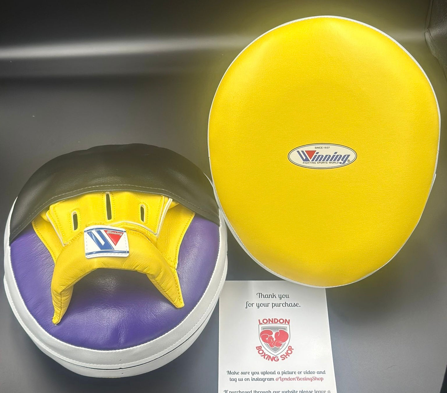 Custom Yellow/Purple/Black/White CM-50 pads with finger covers