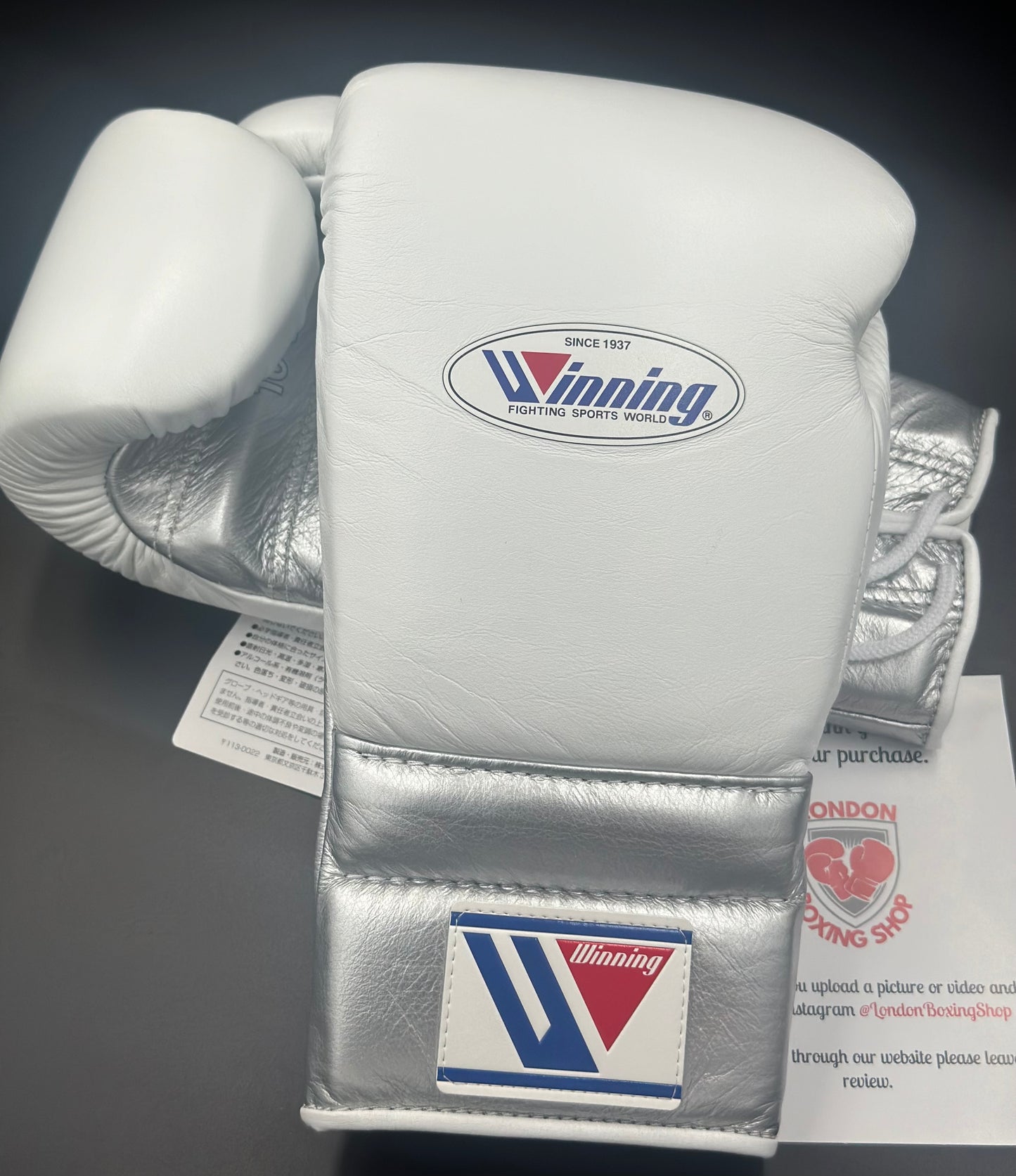 Custom Winning White/Silver Sparring Gloves