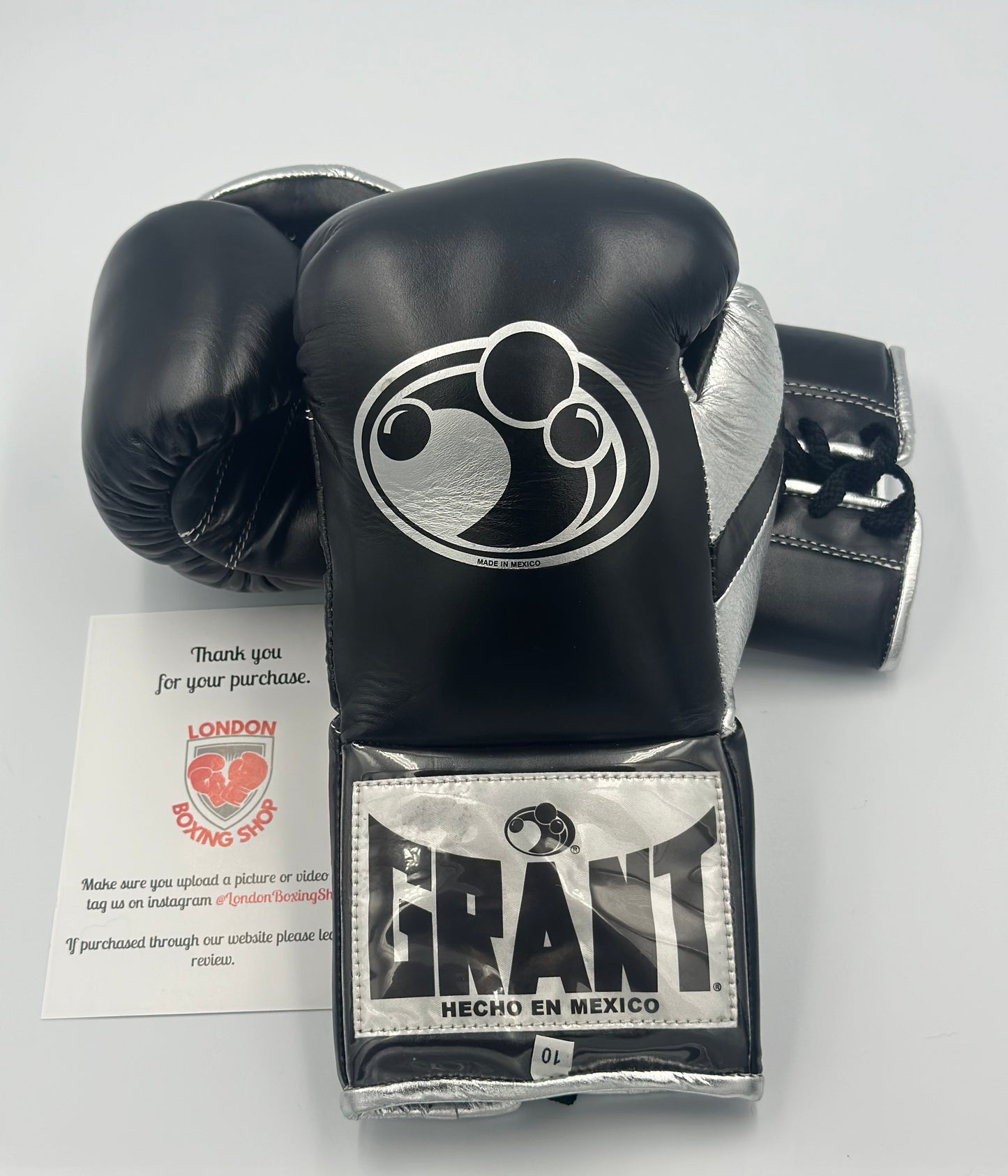 Grant Fight Gloves 10oz Custom Black/Metallic Silver