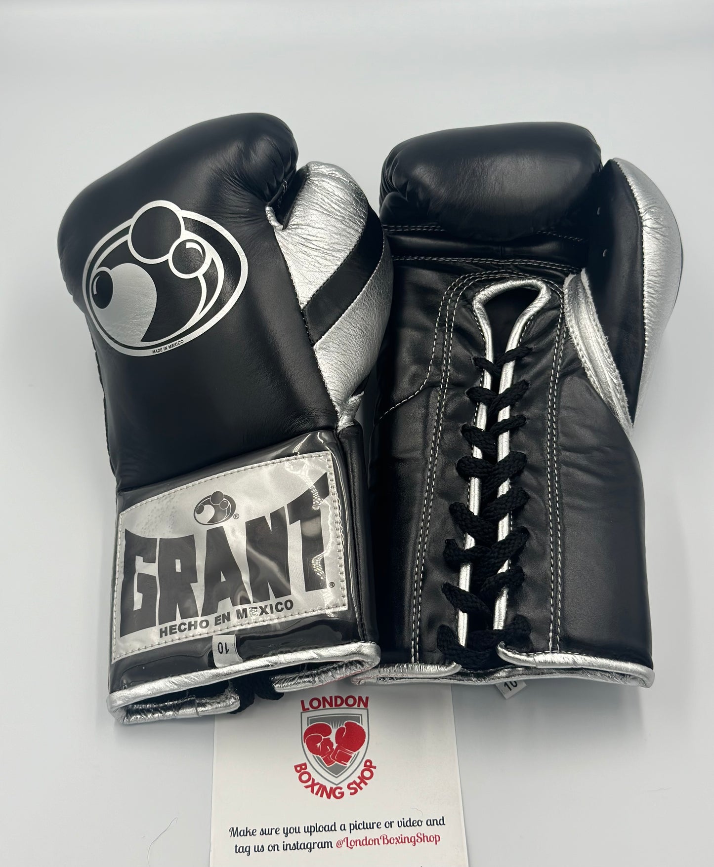 Grant Fight Gloves 10oz Custom Black/Metallic Silver