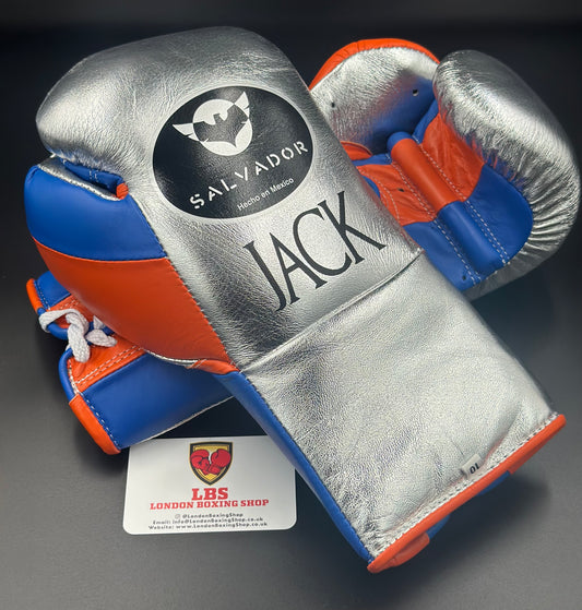 Salvador Pro Fight Gloves Silver/Orange/Blue