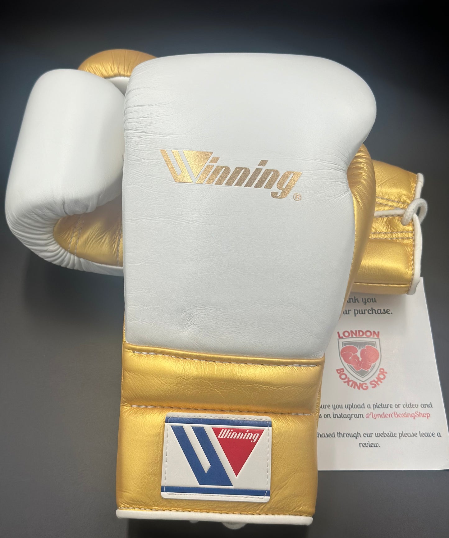 Custom White/Gold Discontinued Winning Sparring Gloves