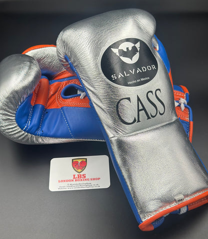 Salvador Pro Fight Gloves Silver/Orange/Blue