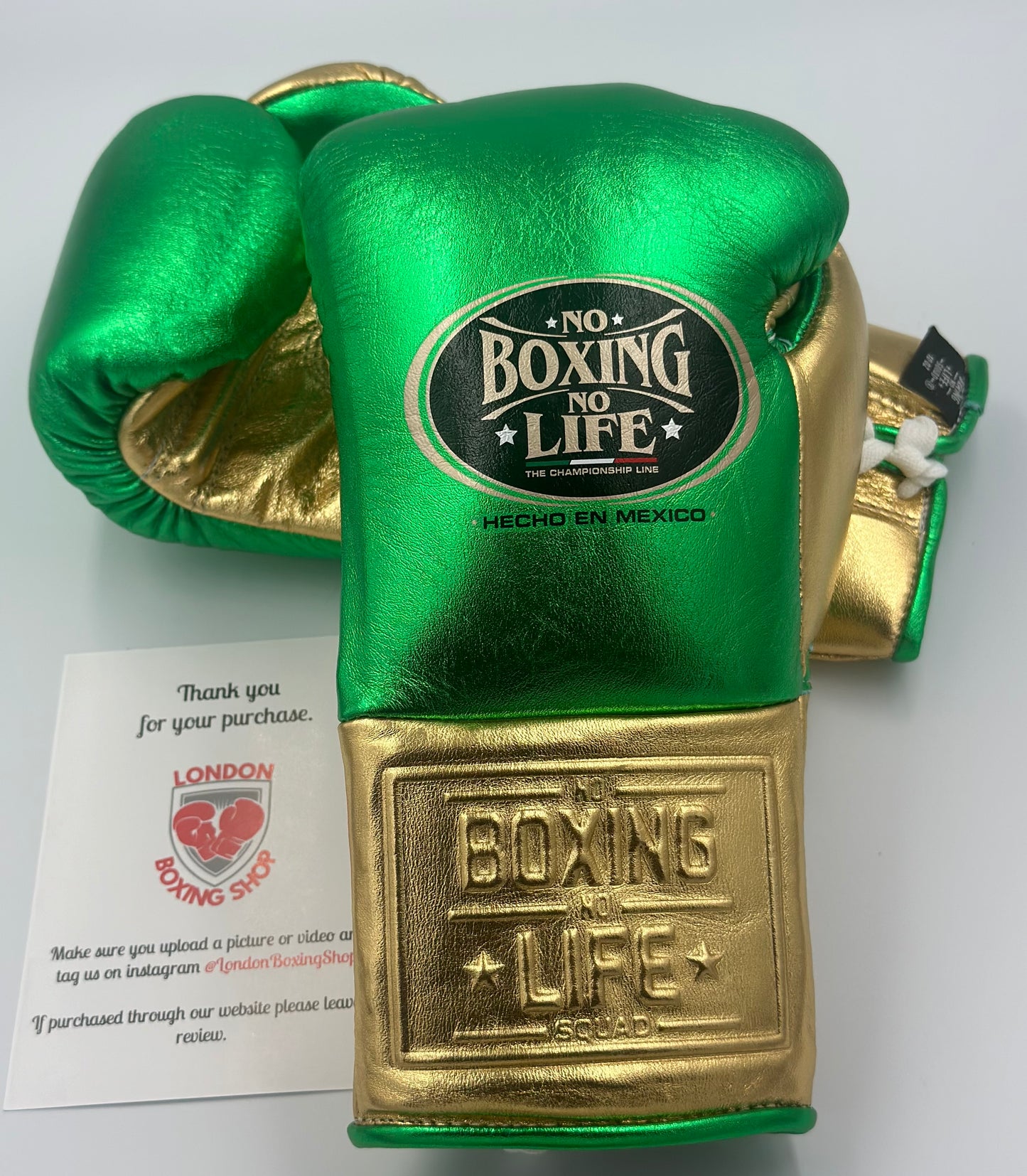 No Boxing No Life Fight Gloves Metallic Green/Gold