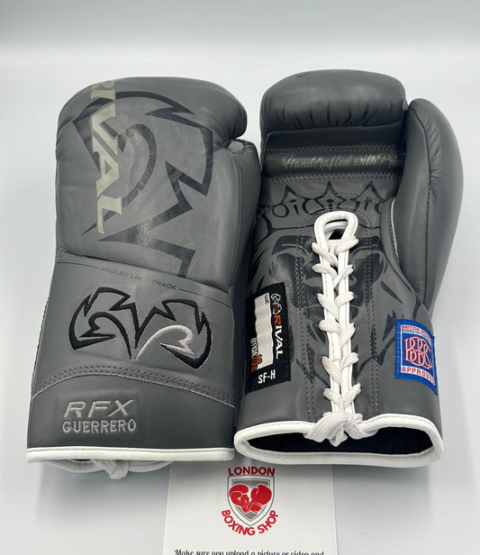 10oz XL Custom Grey Rival RFX Guerrero Pro Fight Gloves SF-H