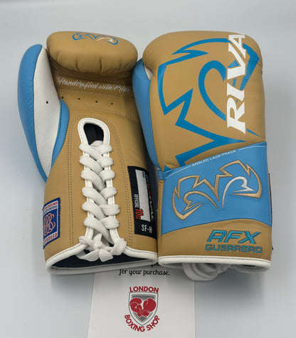 10oz Sky Blue/Gold Custom Rival RFX Guerrero Pro Fight Gloves