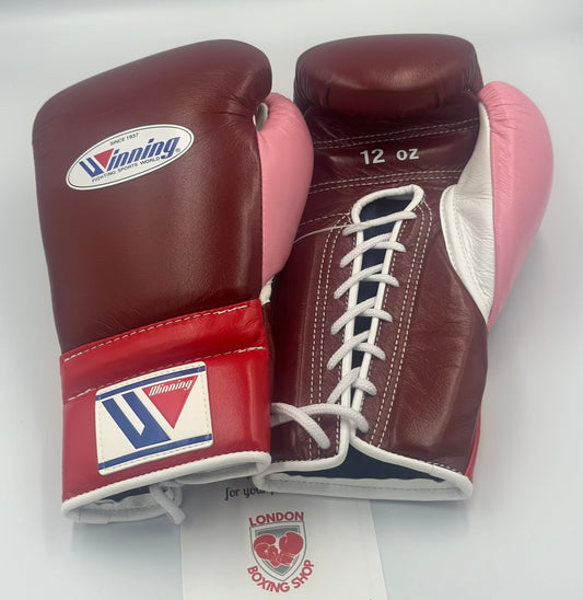 Brown/Red/Pink Custom Winning Sparring Gloves